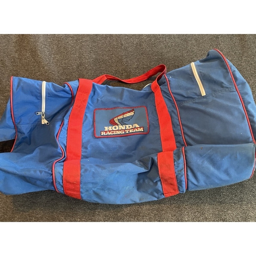 Vintage Rare Honda Racing Team Blue Large Duffle Bag With Boot Chute